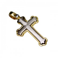 9ct White & Yellow Gold Ornate Gents Cross